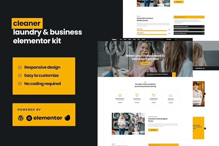 Cleaner – Laundry Business Elementor Template Kit 1.0.0