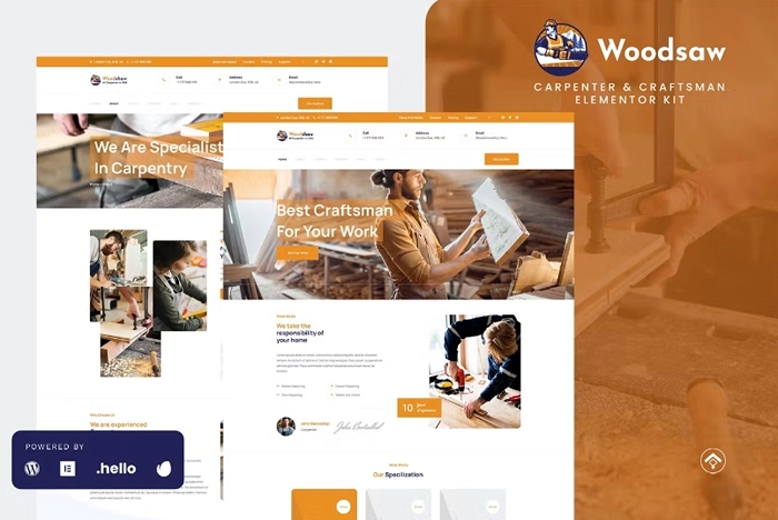 Woodsaw - Carpenter & Craftsman Elementor Template Kit 1.0.0