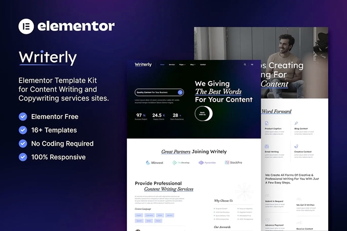 Writerly – Content Writing & Copywriting Elementor Template Kit 1.0.0