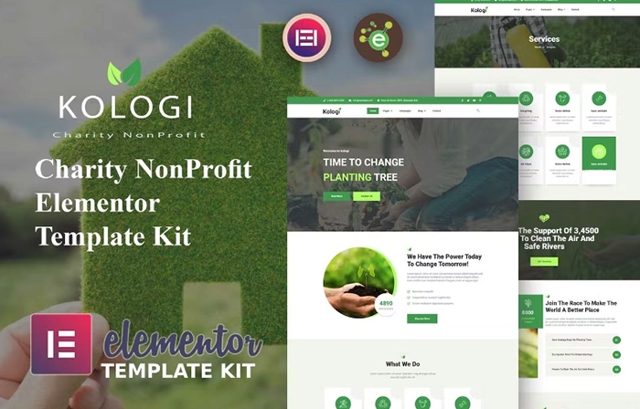 Kologi - Charity NonProfit Elementor Template Kit 1.0.0