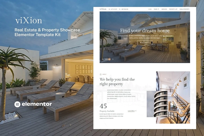 Vixion – Real Estate & Property Showcase Elementor Template Kit 1.0.0