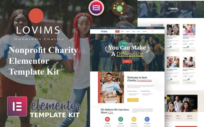 Lovims – Charity NonProfit Elementor Template Kit 1.0.0