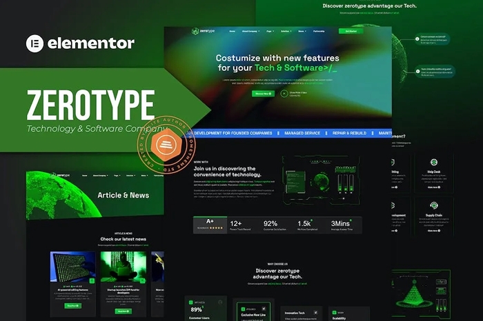Zerotype – Technology & Software Company Elementor Template Kit 1.0.0