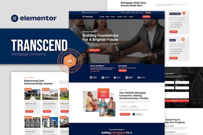 Transcend – Mortgage Lending Elementor Template Kit 1.0.0