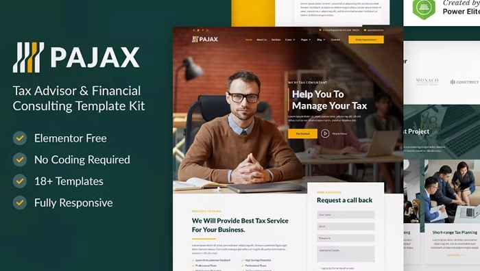 Pajax - Tax Advisor & Financial Consulting Elementor Template Kit 1.0.0