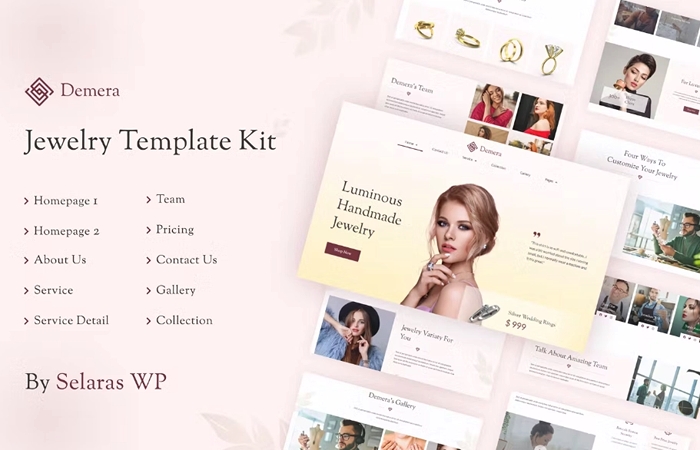 Demera – Jewelry Manufacturer & Store Elementor Template Kit 1.0.0