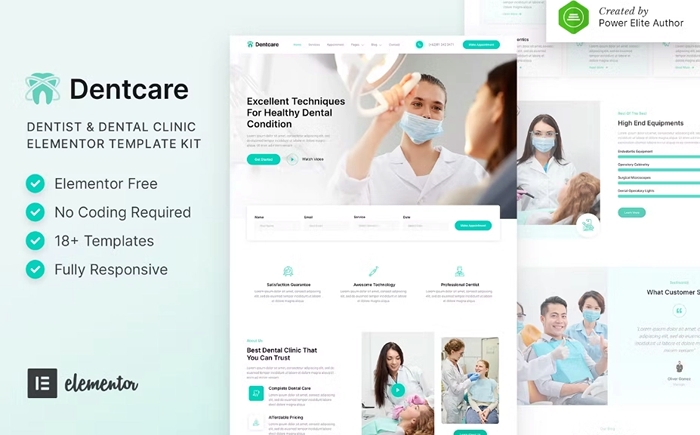 Dentcare – Dentist & Dental Clinic Elementor Template Kit 1.0.0