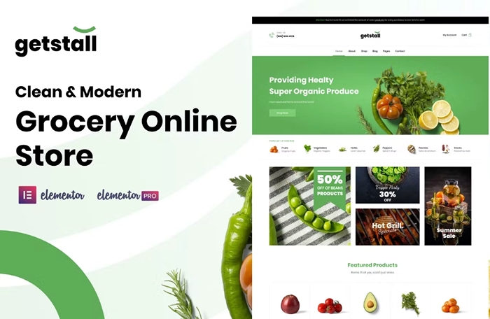 Getstall – Grocery Store Elementor Template Kit 1.0.0