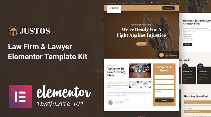 Justos – Law Firm & Lawyer Elementor Template Kit 1.0.0