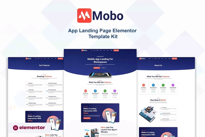 Mobo - App Landing Page Elementor Template Kit 1.0.0