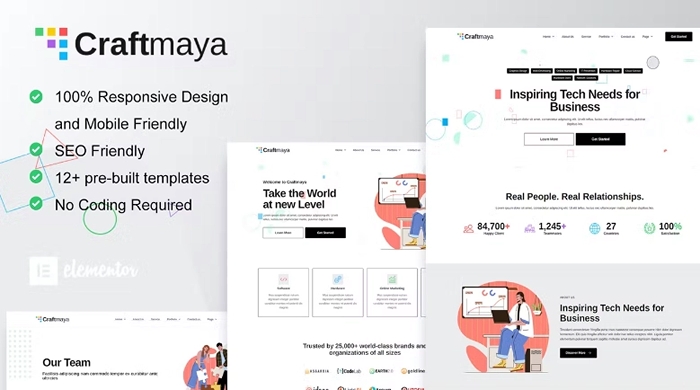 CraftMaya - IT Solutions & Services Company Elementor Template Kit 1.0.0