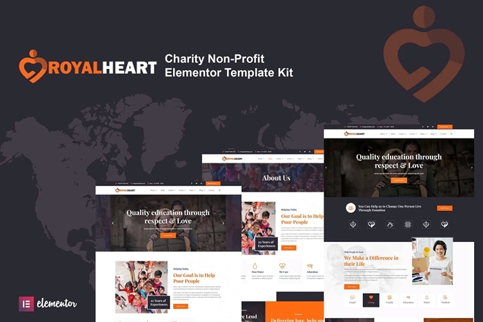 Royalheart – Nonprofit Charity Elementor Template Kit 1.0.0