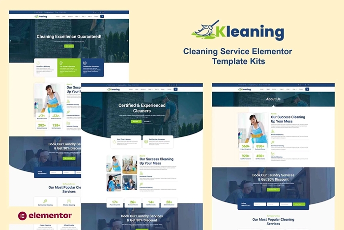 Kleaning - Cleaning Service Elementor Template Kits 1.0.0