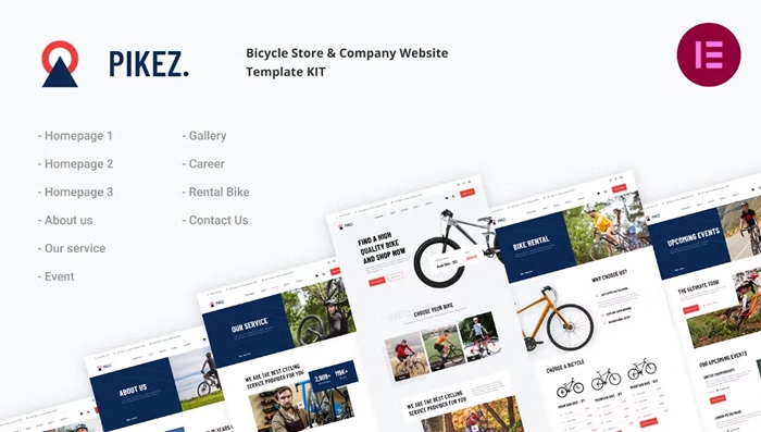 Pikez - Bike Shop & Bicycle Rental Elementor Template Kit 1.0.0