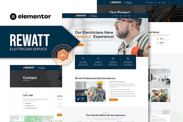 Rewatt - Professional Electrical Services Elementor Template Kit 1.0.0