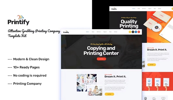 Printify - Printing Company Elementor Template Kit 1.0.0