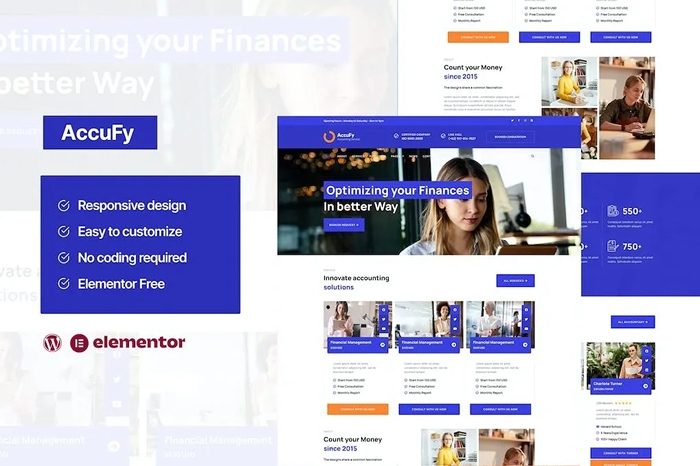 Accufy – Accounting Consultant Service Elementor Template Kit 1.0.0