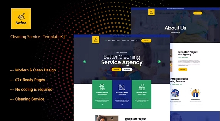 Safee – Cleaning Service Elementor Template Kit 1.0.0