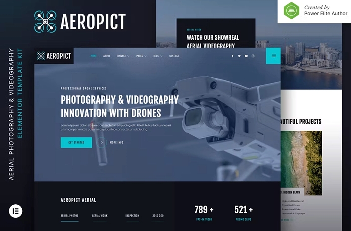 Aeropict - Drone Aerial Photography & Videography Elementor Template Kit 1.0.0