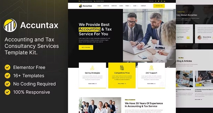 Accuntax – Accounting & Tax Consultancy Services Elementor Template Kit 1.0.0