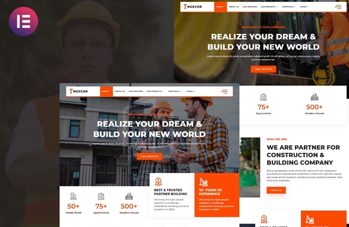 Ngecor – Construction & Building Company Elementor Template Kit 1.0.0