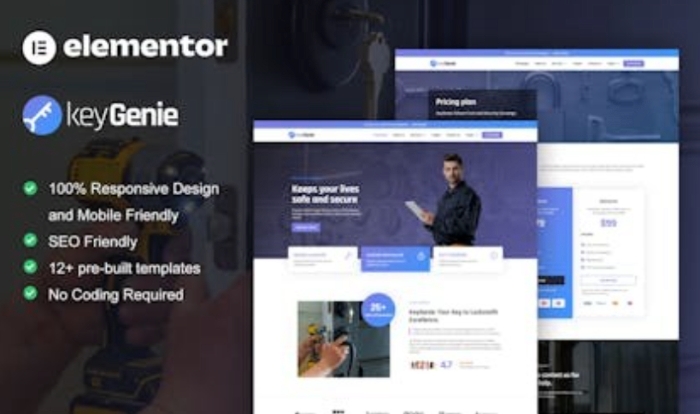 KeyGenie - Locksmith & Key Maker Service Elementor Template Kit 1.0.0