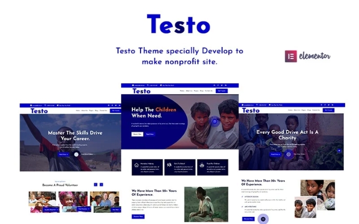 Testo- Nonprofit Charity Elementor WP Theme 1.0.0