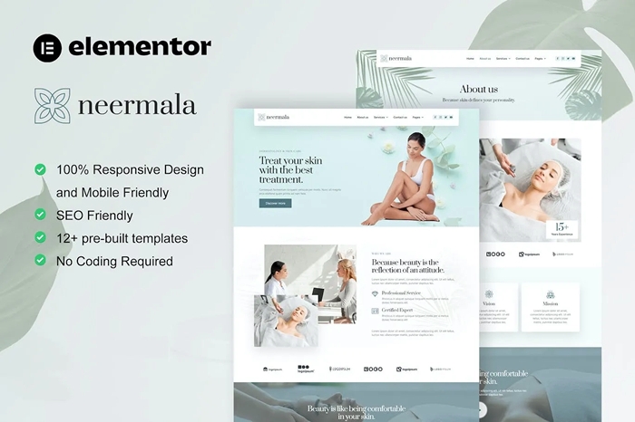 Neermala – Beauty Clinic & Dermatology Elementor Template Kit 1.0.0