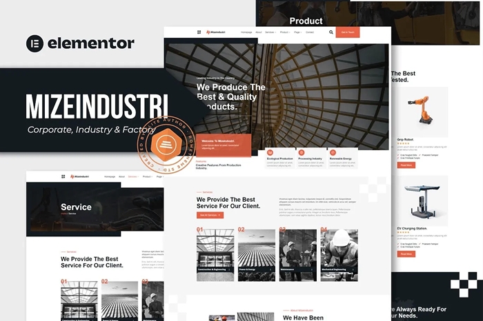 Mizeindustri – Corporate Industry & Factory Elementor Template Kit 1.0.0