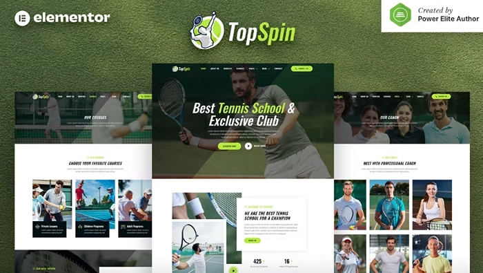 TopSpin – Tennis School & Sports Club Elementor Template Kit 1.0.0