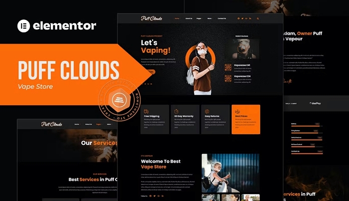 Puff Clouds – Vape Store Elementor Template kit 1.0.0