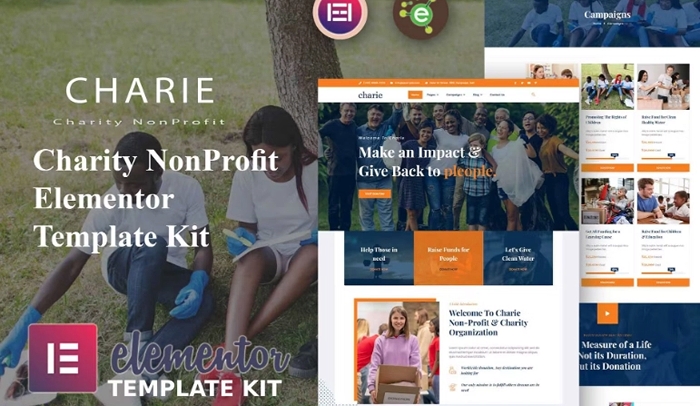 Charie – Charity NonProfit Elementor Template Kit 1.0.0