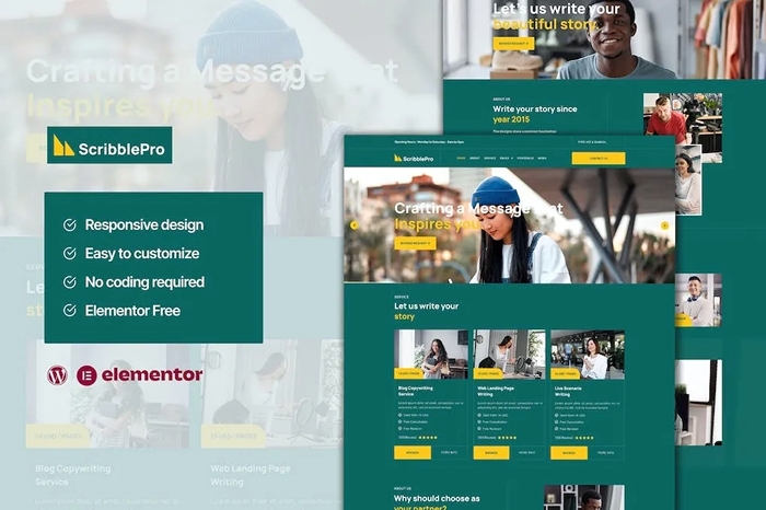 Scribble – Content Writing Service Elementor Template Kit 1.0.0