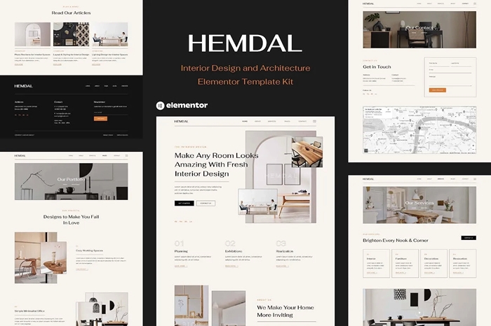 Hemdal – Interior Design & Architecture Elementor Template Kit 1.0.0