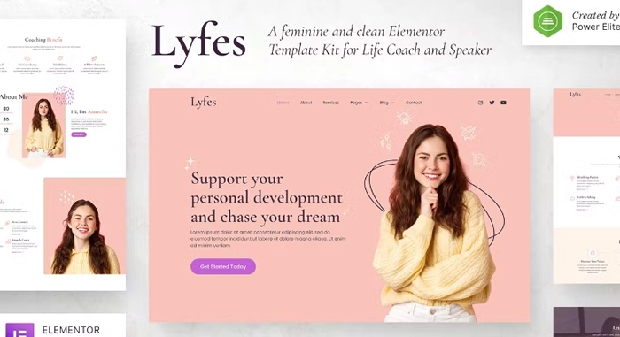 Lyfes – Feminine Life Coach & Speaker Elementor Template Kit 1.0.0