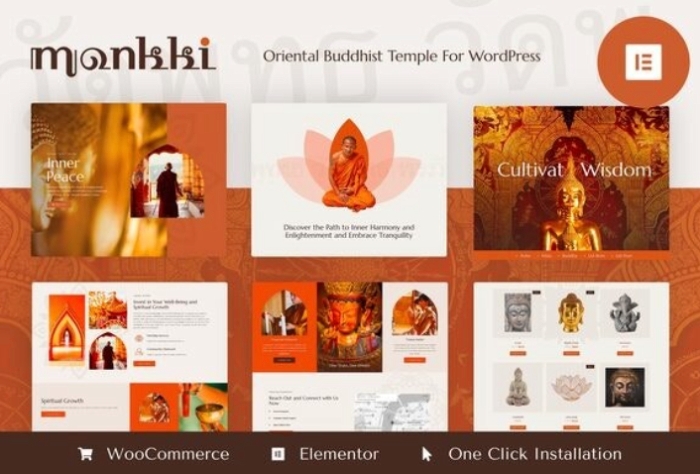 Monkki - Oriental Buddhist Temple Elementor Pro Template Kit 1.0.0