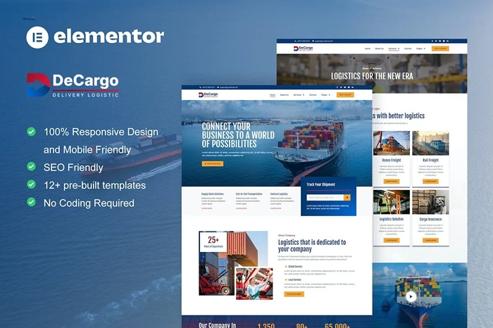 DeCargo – Logistics & Transportation Services Elementor Template Kit 1.0.0
