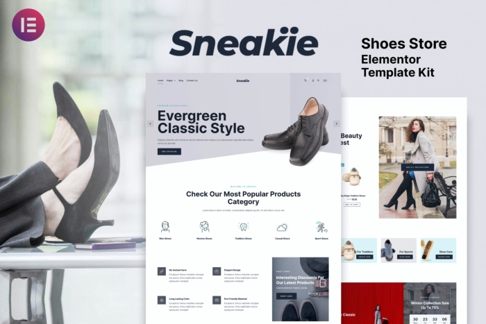 Sneakie – Shoes Store WooCommerce Elementor Template Kit 1.0.0