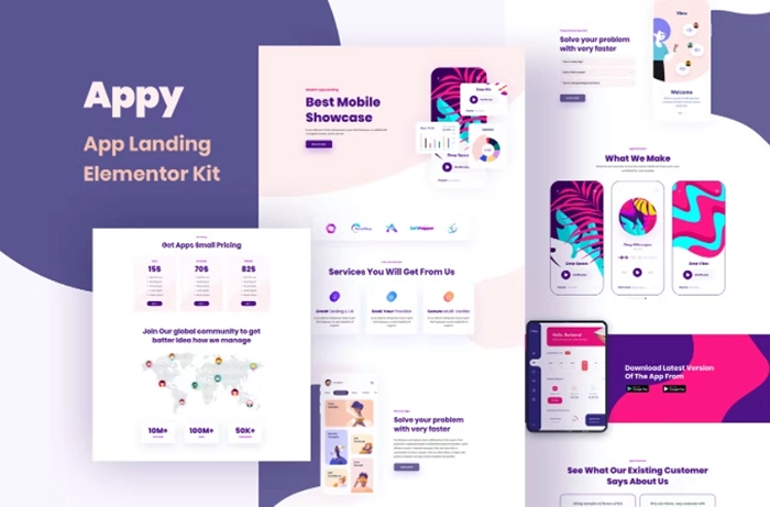 Appy – SaaS & App Landing Page Elementor Template Kit 1.0.0