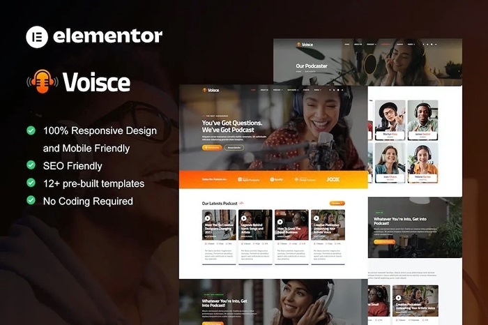 Voisce – Podcaster & Music Streaming Elementor Pro Template Kit 1.0.0