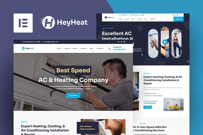 HeyHeat – Air Conditioning Services Elementor Template Kit 1.0.0