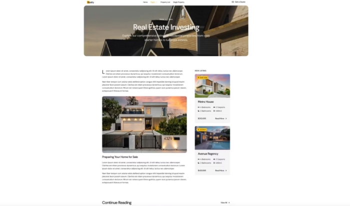 Realtic β Real Estate & Property Listing Elementor Template Kit 1.0.0