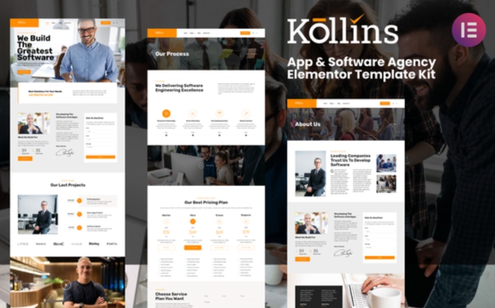 Kollins – App & Software Agency Elementor Template Kit
