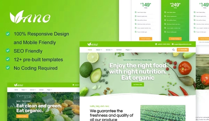 Vano – Organic Food & Agriculture Elementor Template Kit 1.0.0