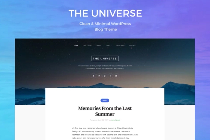Universe – Clean & Minimal WordPress Blog Theme 1.2.2