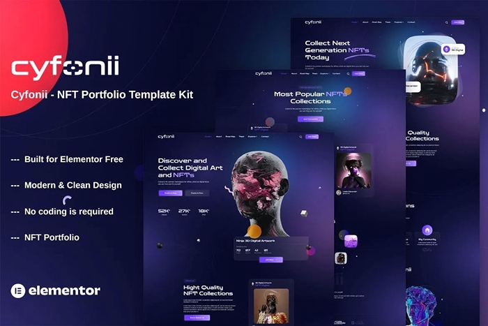 Cyfonii – NFT Digital Asset Agency Portfolio Elementor Template Kit 1.0.0