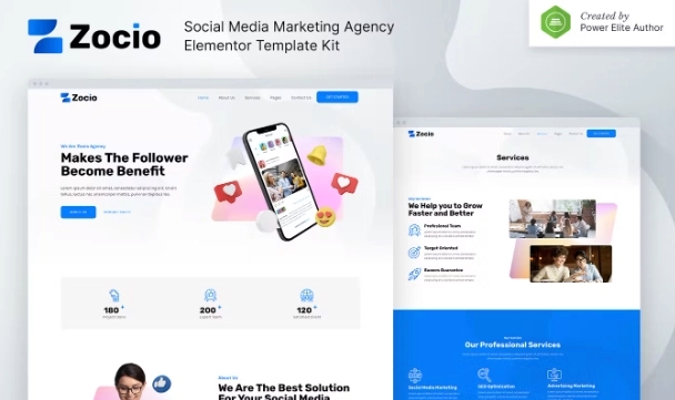 Zocio – Social Media Marketing Agency Elementor Template Kit 1.0.0