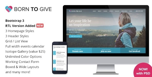 Born To Give Charity Crowdfunding WP Theme 3.0
