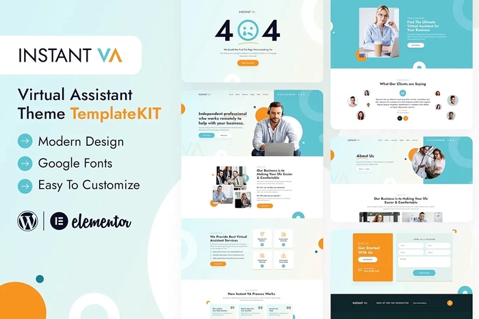 Instant VA – Virtual Assistant Elementor Template Kit 1.0.0