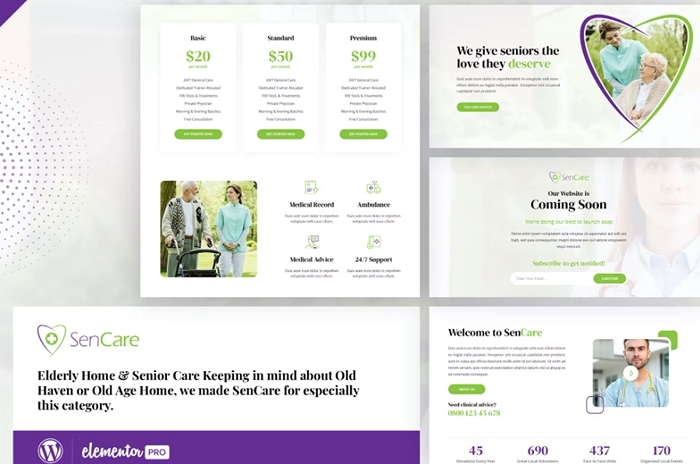 SenCare - Elderly Care Elementor Template Kit 1.0.0